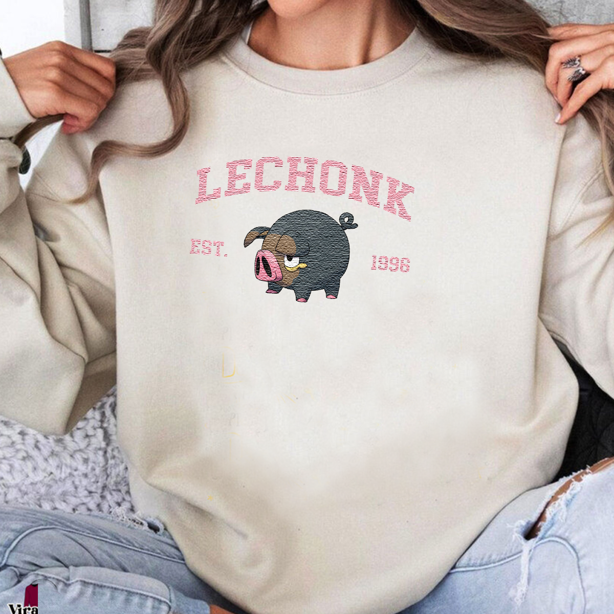 Lechonk Adorable Anime-Themed Embroidered T-Shirt,Crewneck,Hoodie-Trendy Versatile and a Thoughtful Gift for Friends,H-C-1125