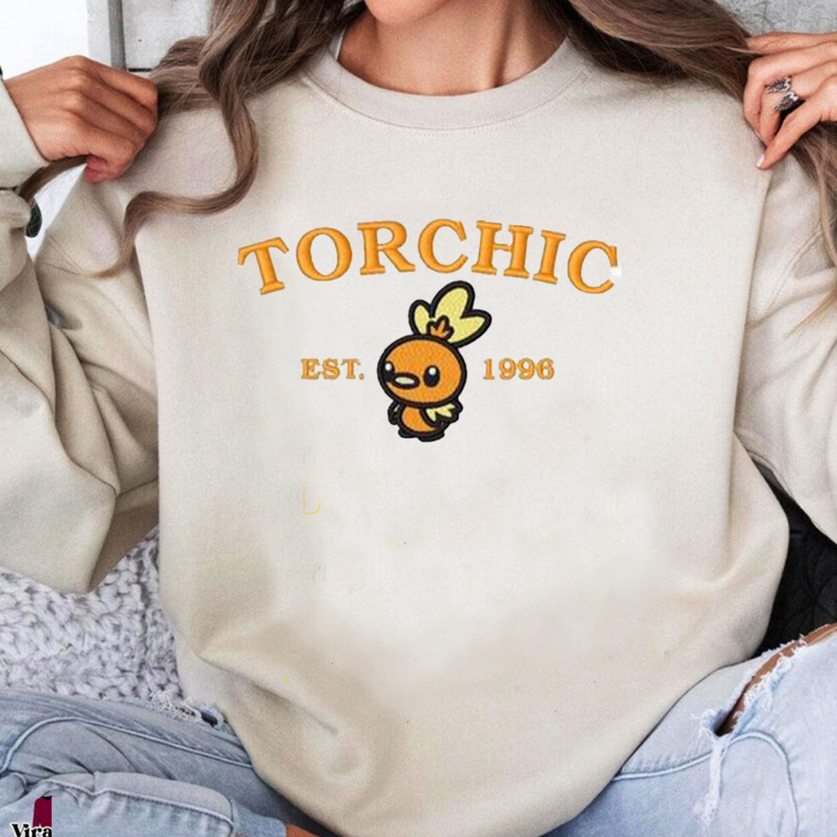 Torchic-Q.Adorable Anime-Themed Embroidered T-Shirt,Crewneck,Hoodie-Trendy Versatile and a Thoughtful Gift for Friends,H-C-930