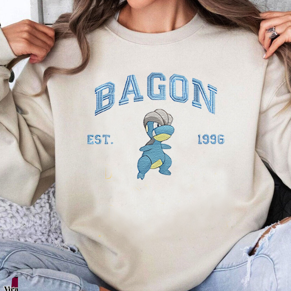 Bagon Adorable Anime-Themed Embroidered T-Shirt,Crewneck,Hoodie-Trendy Versatile and a Thoughtful Gift for Friends,H-C-822