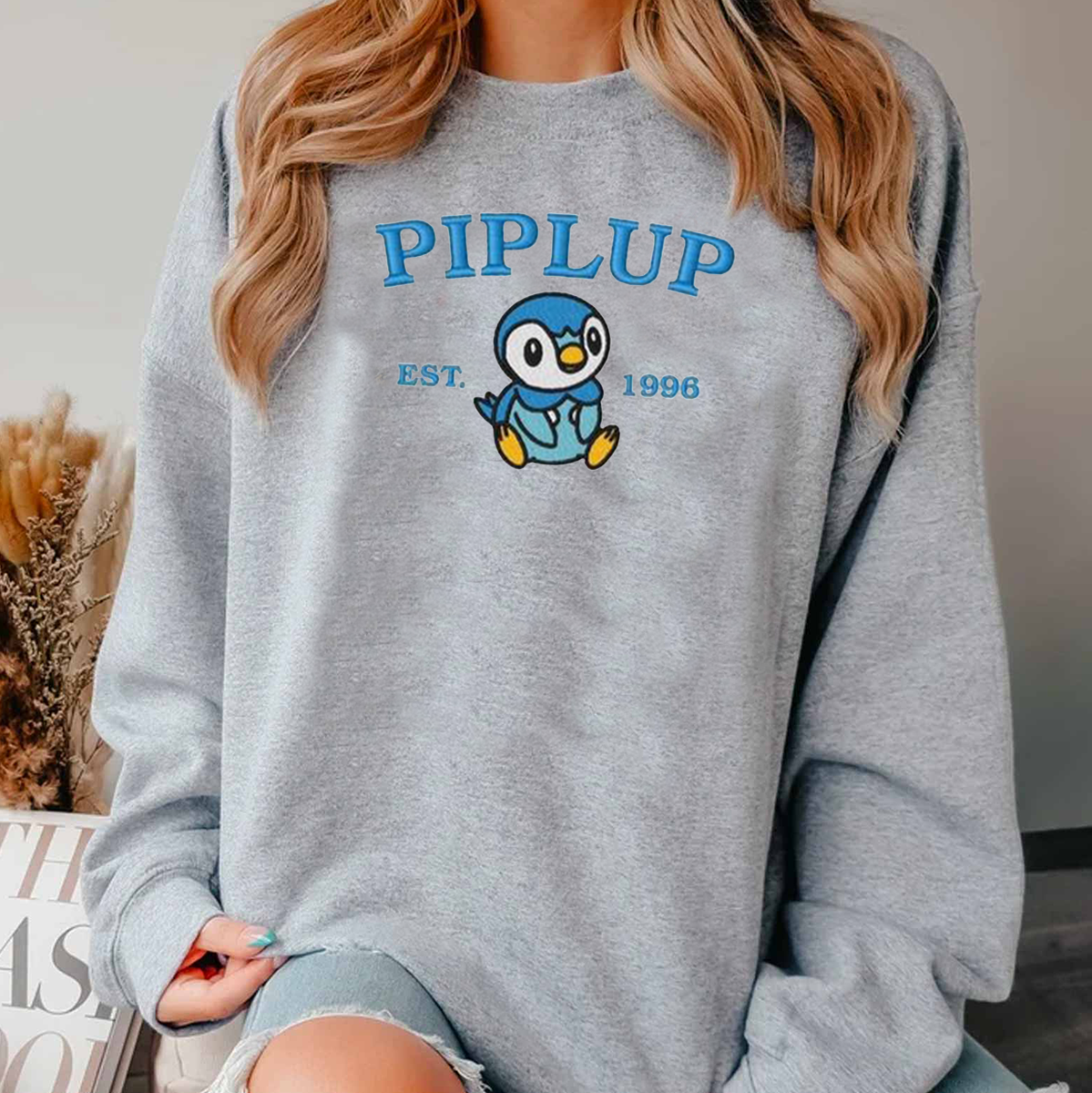 Piplup-Q.Adorable Anime-Themed Embroidered T-Shirt,Crewneck,Hoodie-Trendy Versatile and a Thoughtful Gift for Friends,H-C-928
