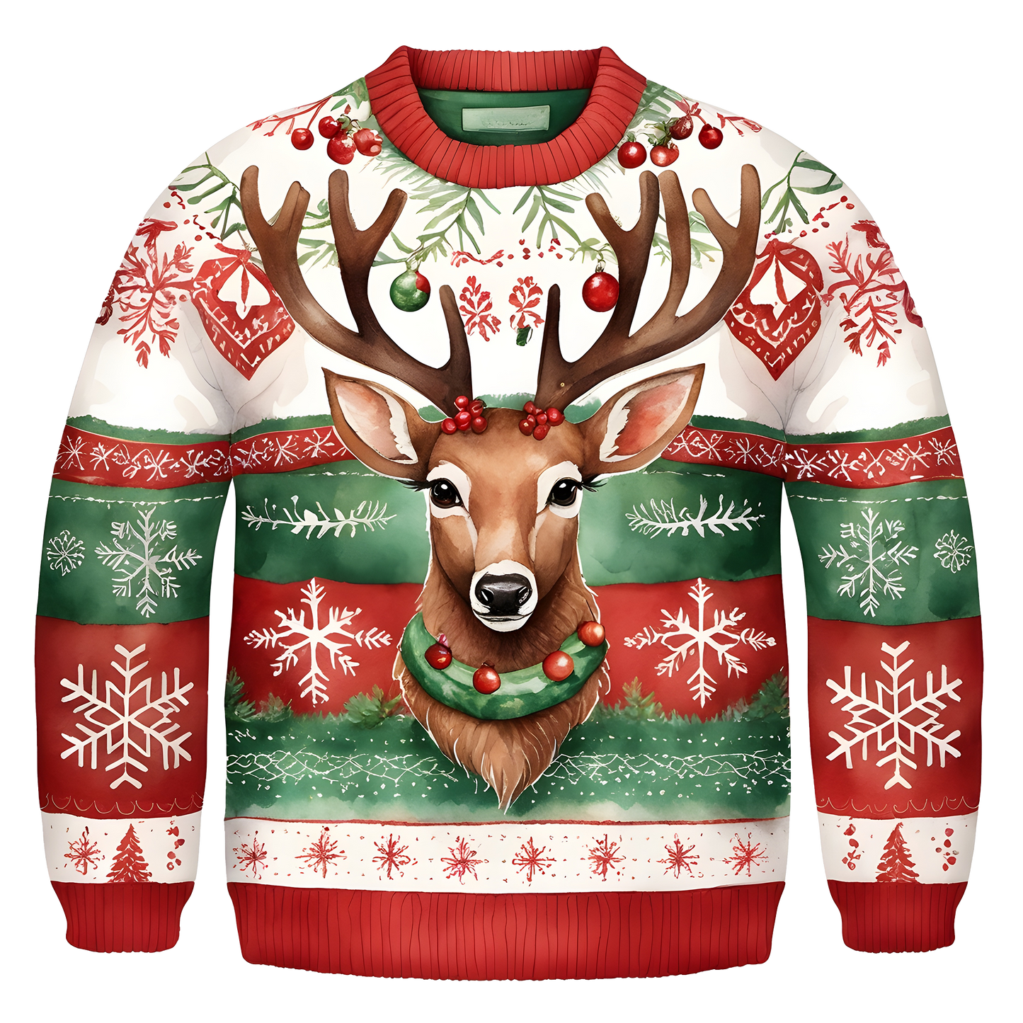 Cheerful Reindeer Colorful Ugly Christmas Sweater,Adorable Holiday Edition,TS-C-687