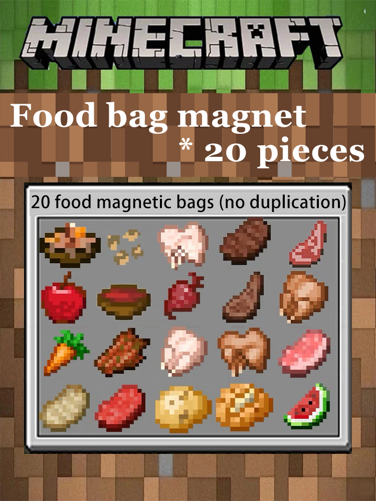 Minecraft Fridge Magnet Set – Mini Crafting Table,Magnetic Chest,Movable Decoration,Acrylic Pieces and Backpack Accessory,FM01