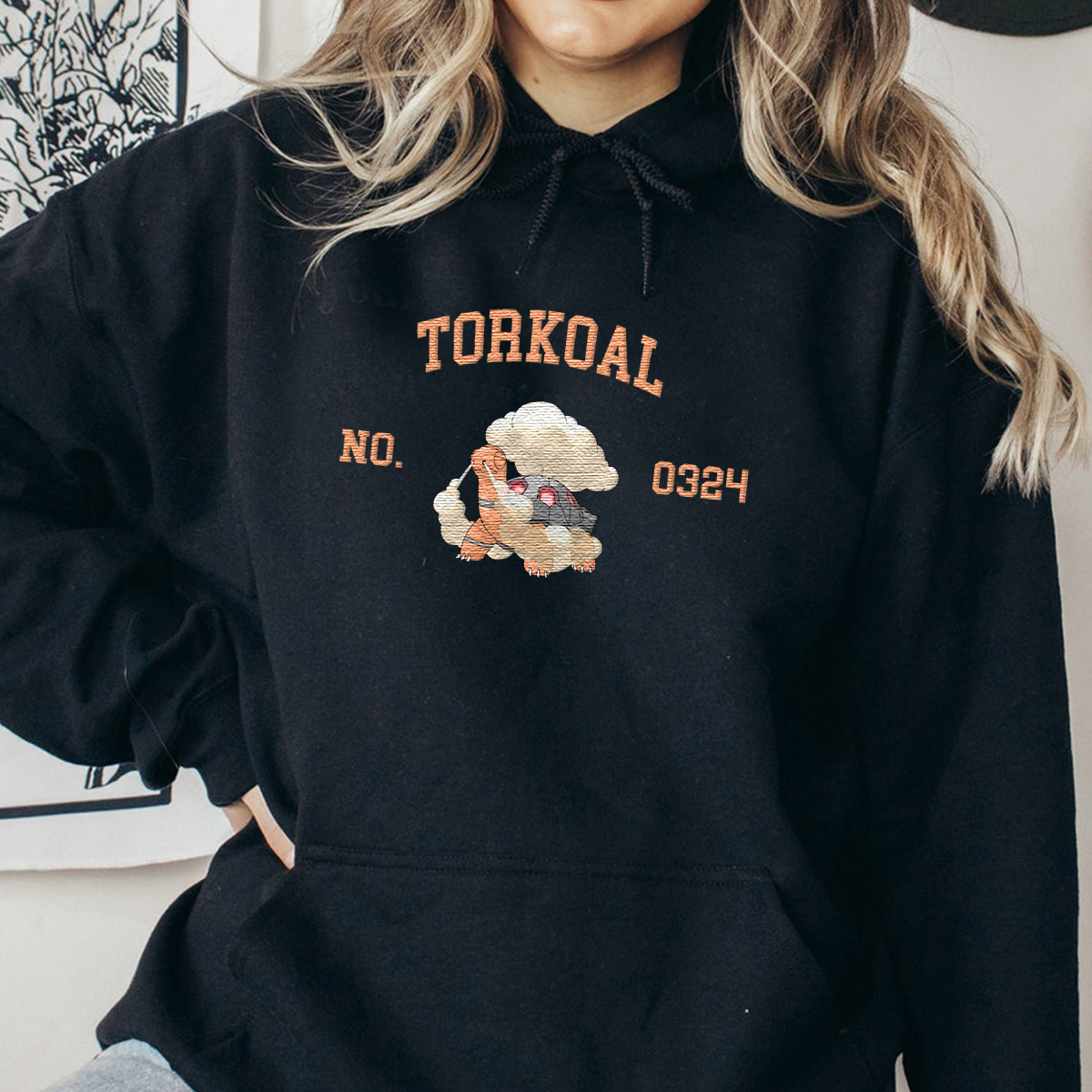 Torkoal Anime-Themed Embroidered T-Shirt,Crewneck,Hoodie-Trendy Versatile and a Thoughtful Gift for Friends,H-C-1840