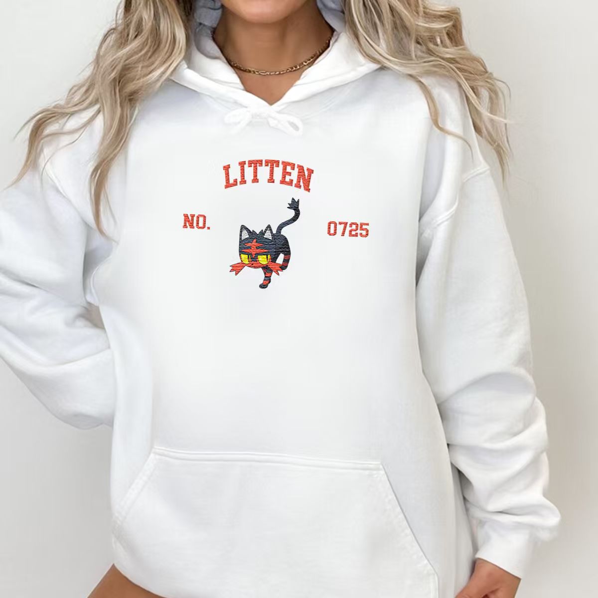 Litten Anime-Themed Embroidered T-Shirt,Crewneck,Hoodie-Trendy Versatile and a Thoughtful Gift for Friends,H-C-1839
