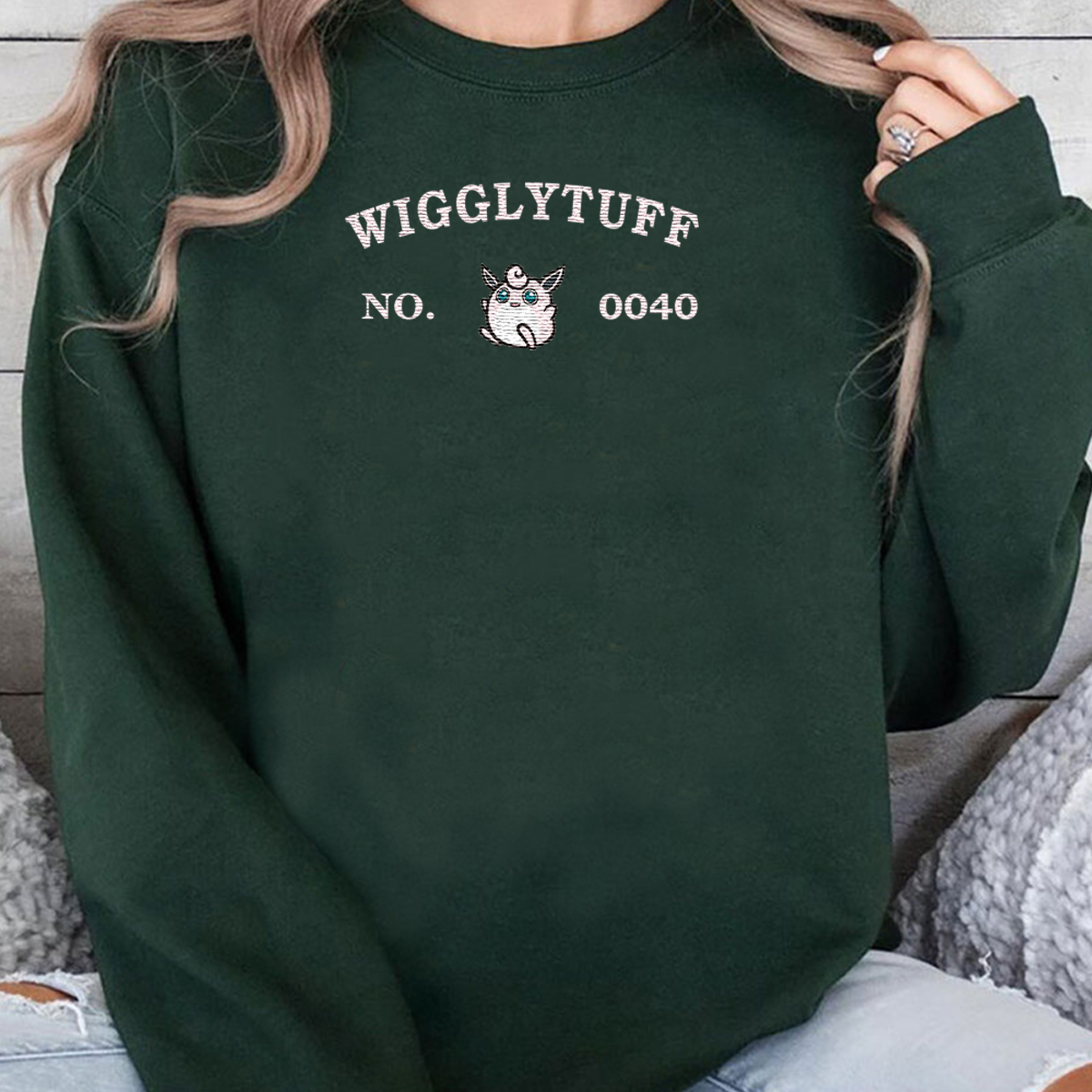 Wigglytuff-Q.Adorable Anime-Themed Embroidered T-Shirt,Crewneck,Hoodie-Trendy Versatile and a Thoughtful Gift for Friends,H-C-1282
