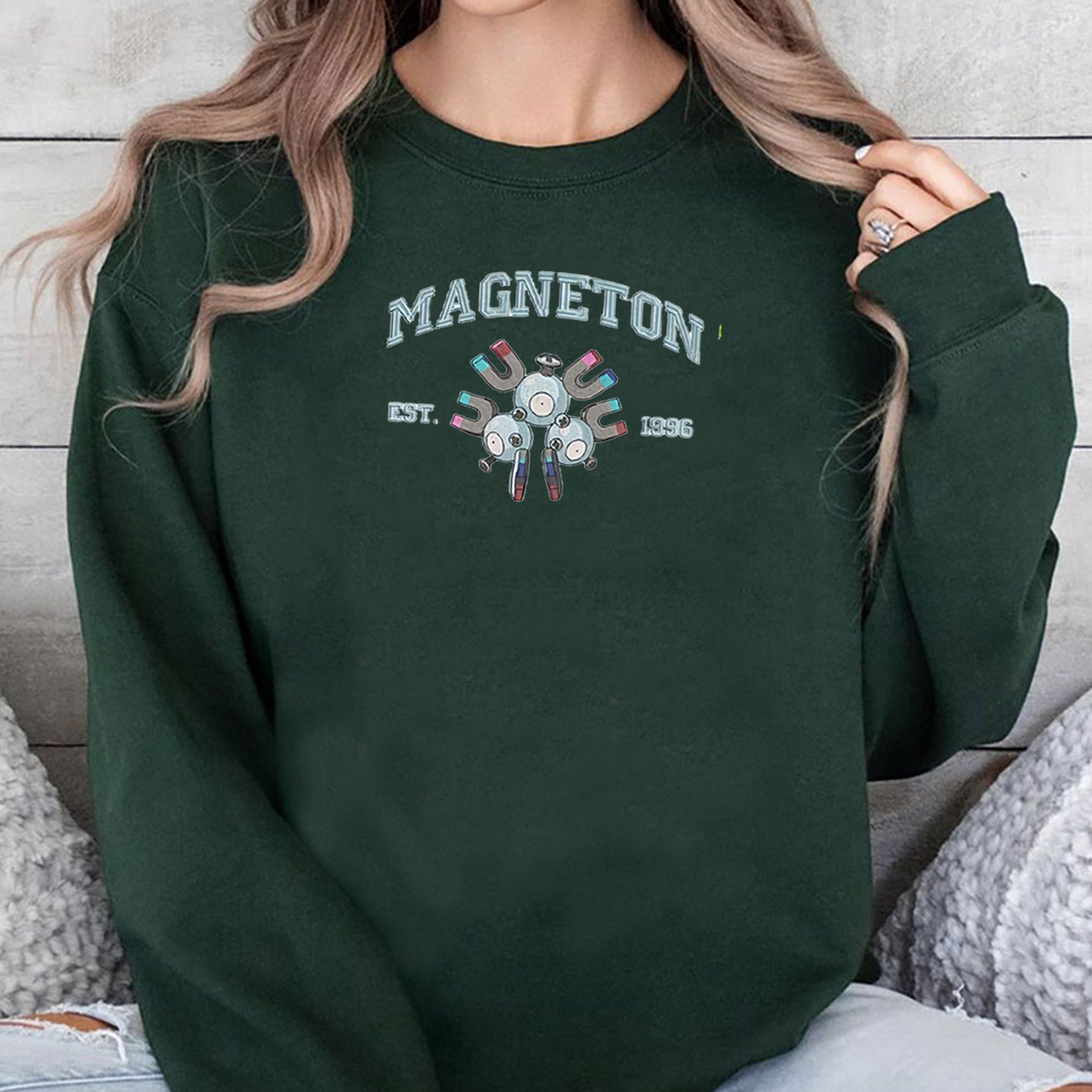 Magneton Adorable Anime-Themed Embroidered T-Shirt,Crewneck,Hoodie-Trendy Versatile and a Thoughtful Gift for Friends,H-C-999