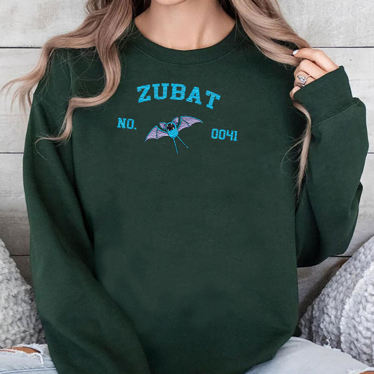 Zubat Adorable Anime-Themed Embroidered T-Shirt,Crewneck,Hoodie-Trendy Versatile and a Thoughtful Gift for Friends,H-C-1272