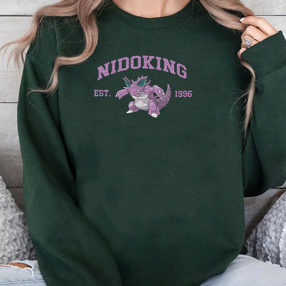 Nidoking Adorable Anime-Themed Embroidered T-Shirt,Crewneck,Hoodie-Trendy Versatile and a Thoughtful Gift for Friends,H-C-1162
