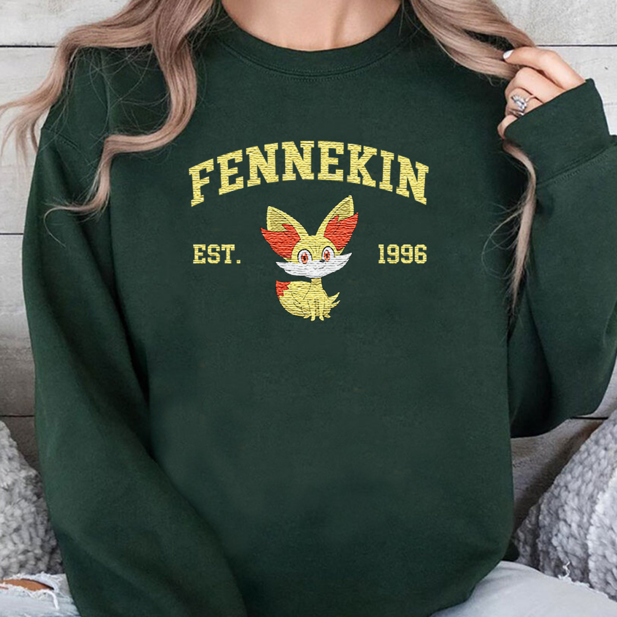 Fennekin Adorable Anime-Themed Embroidered T-Shirt,Crewneck,Hoodie-Trendy Versatile and a Thoughtful Gift for Friends,H-C-1061