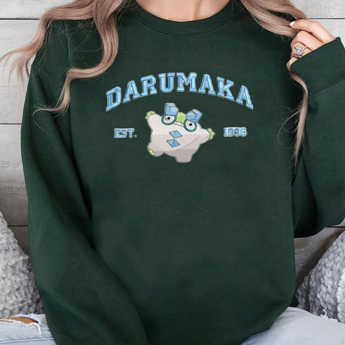 Darumaka Adorable Anime-Themed Embroidered T-Shirt,Crewneck,Hoodie-Trendy Versatile and a Thoughtful Gift for Friends,H-C-887