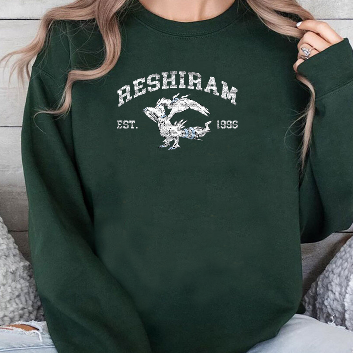 Reshiram Adorable Anime-Themed Embroidered T-Shirt,Crewneck,Hoodie-Trendy Versatile and a Thoughtful Gift for Friends,H-C-1142