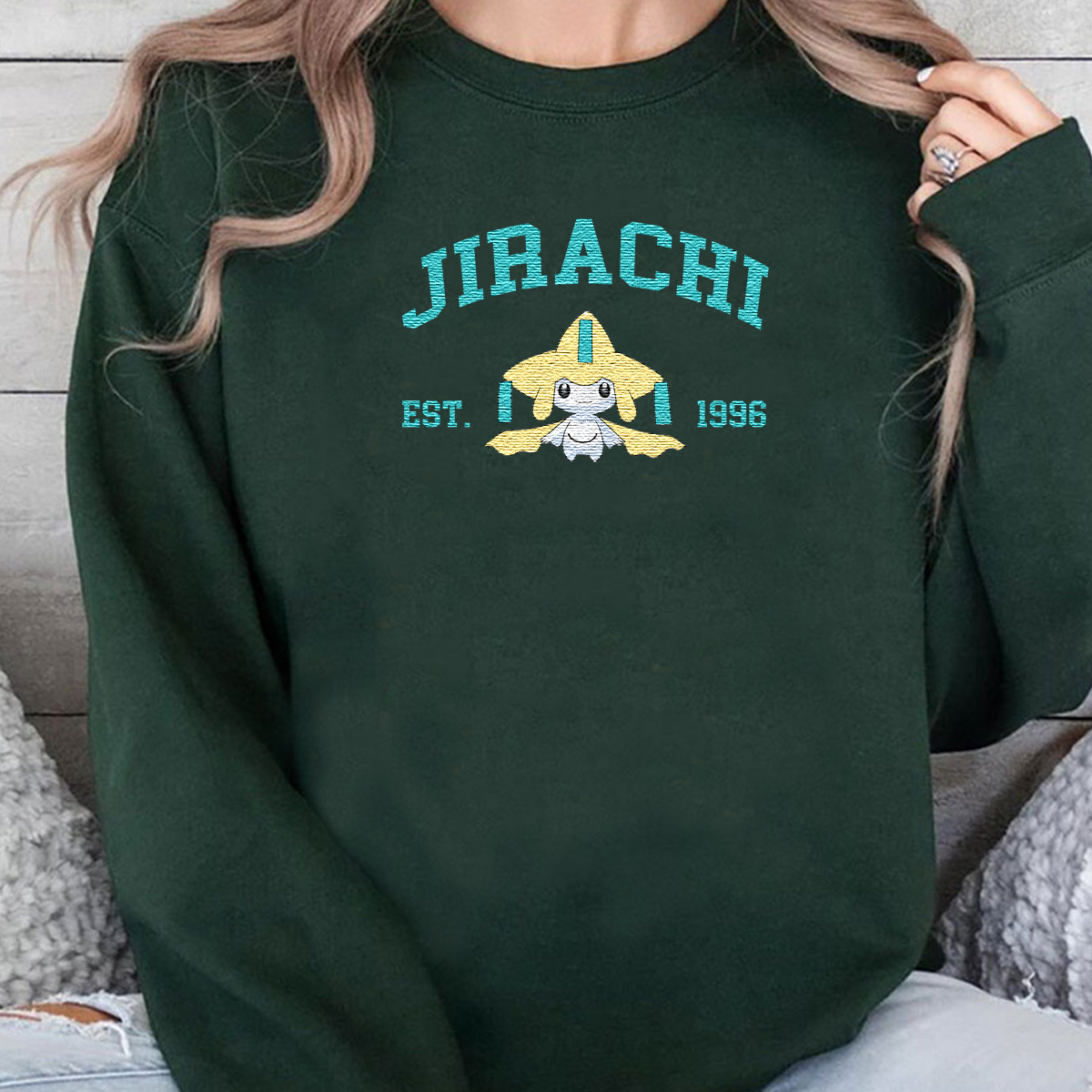 Jirachi Adorable Anime-Themed Embroidered T-Shirt,Crewneck,Hoodie-Trendy Versatile and a Thoughtful Gift for Friends,H-C-1100