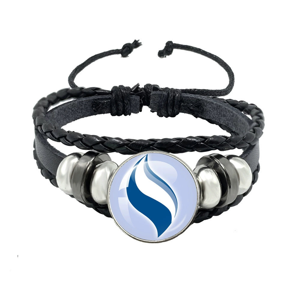 Leather Cord Snap Bracelet with Mega Evolution Stone,Perfect Gift for Friends and Family,B01