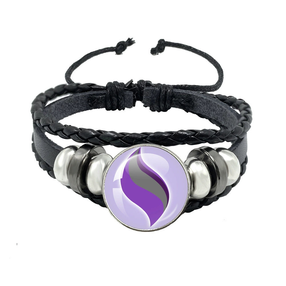 Leather Cord Snap Bracelet with Mega Evolution Stone,Perfect Gift for Friends and Family,B01