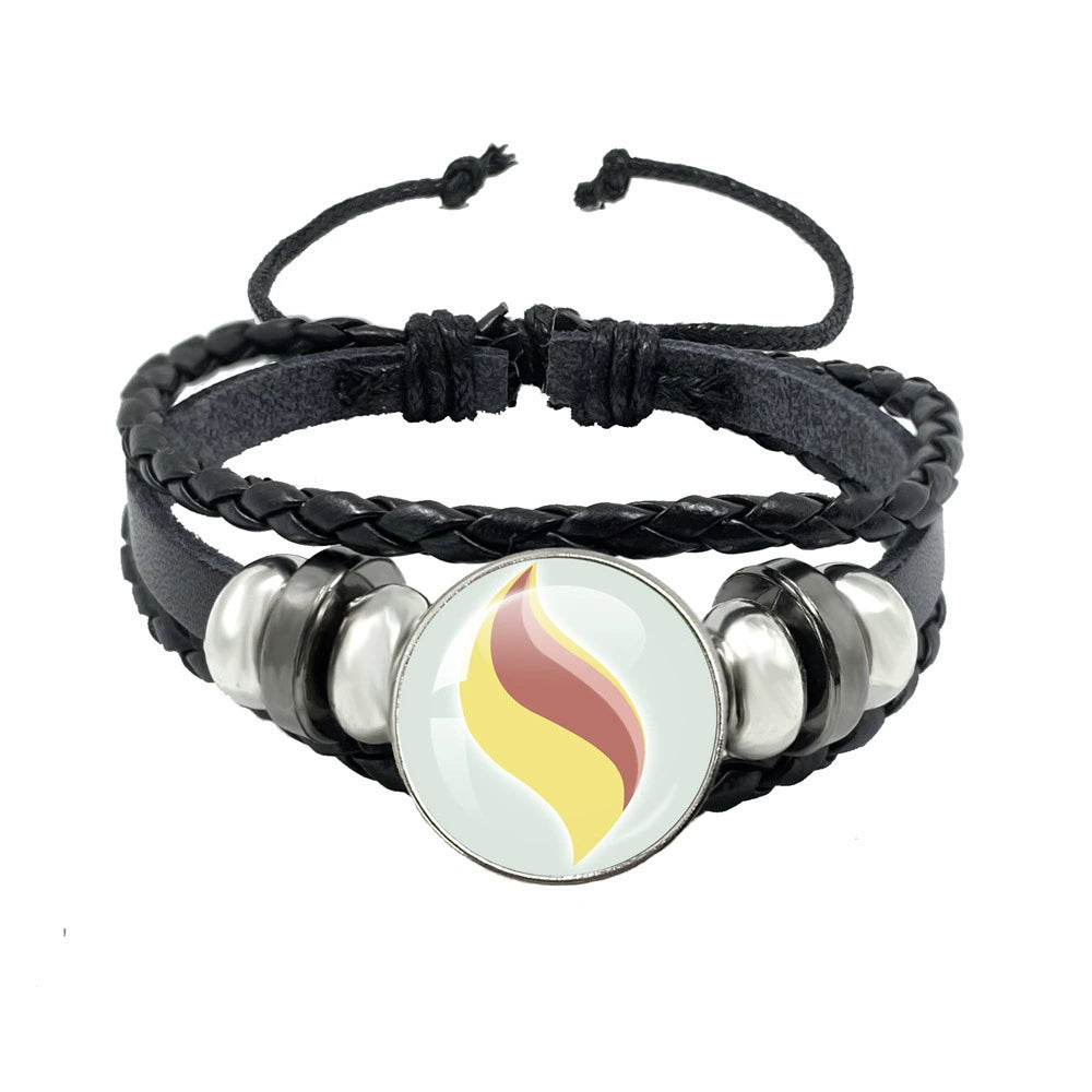 Leather Cord Snap Bracelet with Mega Evolution Stone,Perfect Gift for Friends and Family,B01