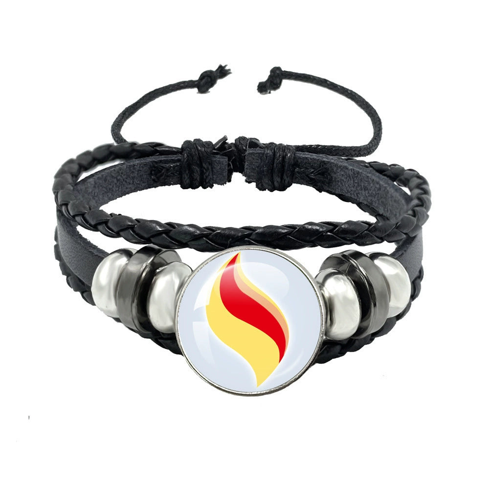 Leather Cord Snap Bracelet with Mega Evolution Stone,Perfect Gift for Friends and Family,B01