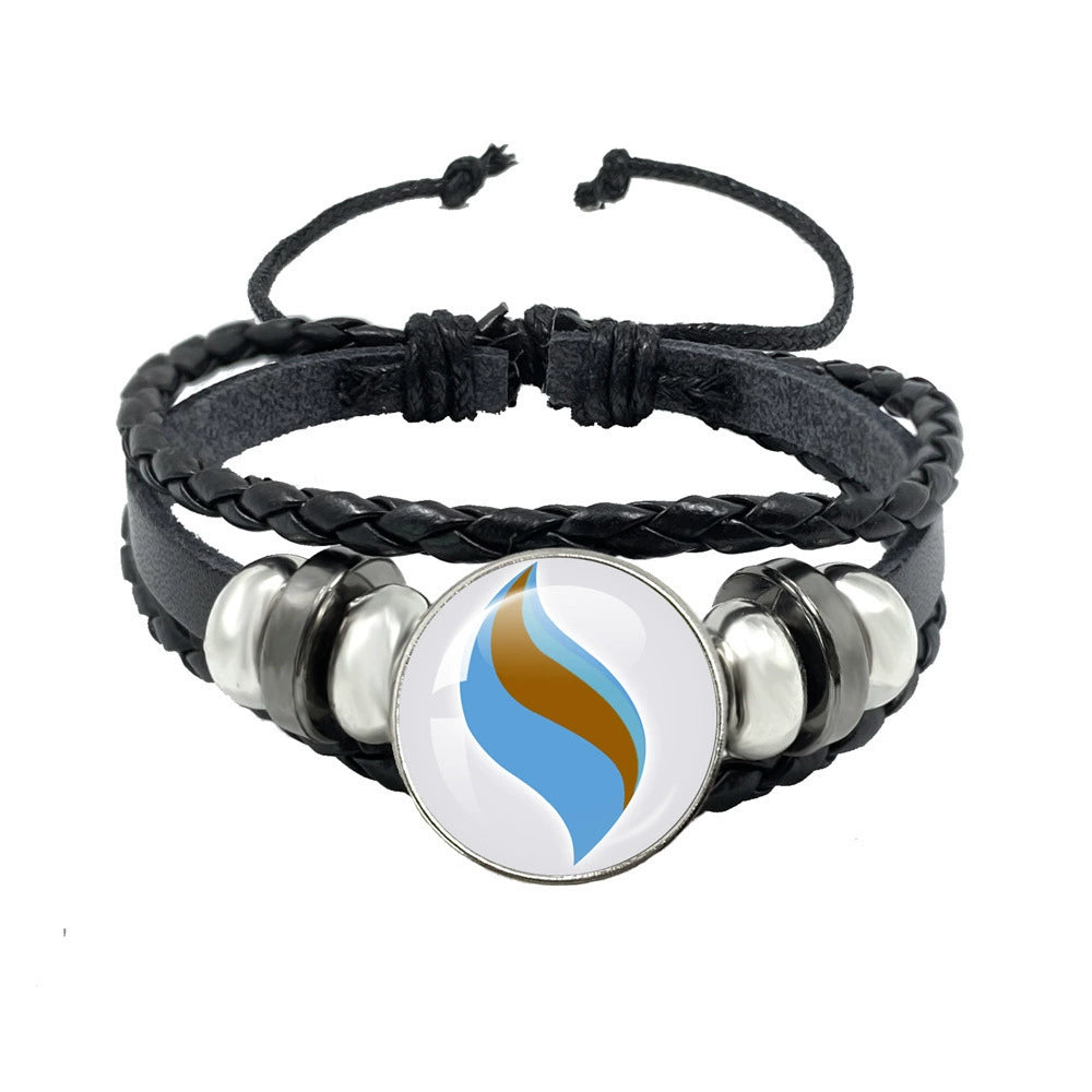 Leather Cord Snap Bracelet with Mega Evolution Stone,Perfect Gift for Friends and Family,B01