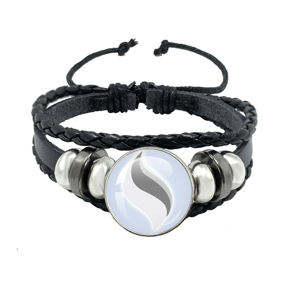 Leather Cord Snap Bracelet with Mega Evolution Stone,Perfect Gift for Friends and Family,B01