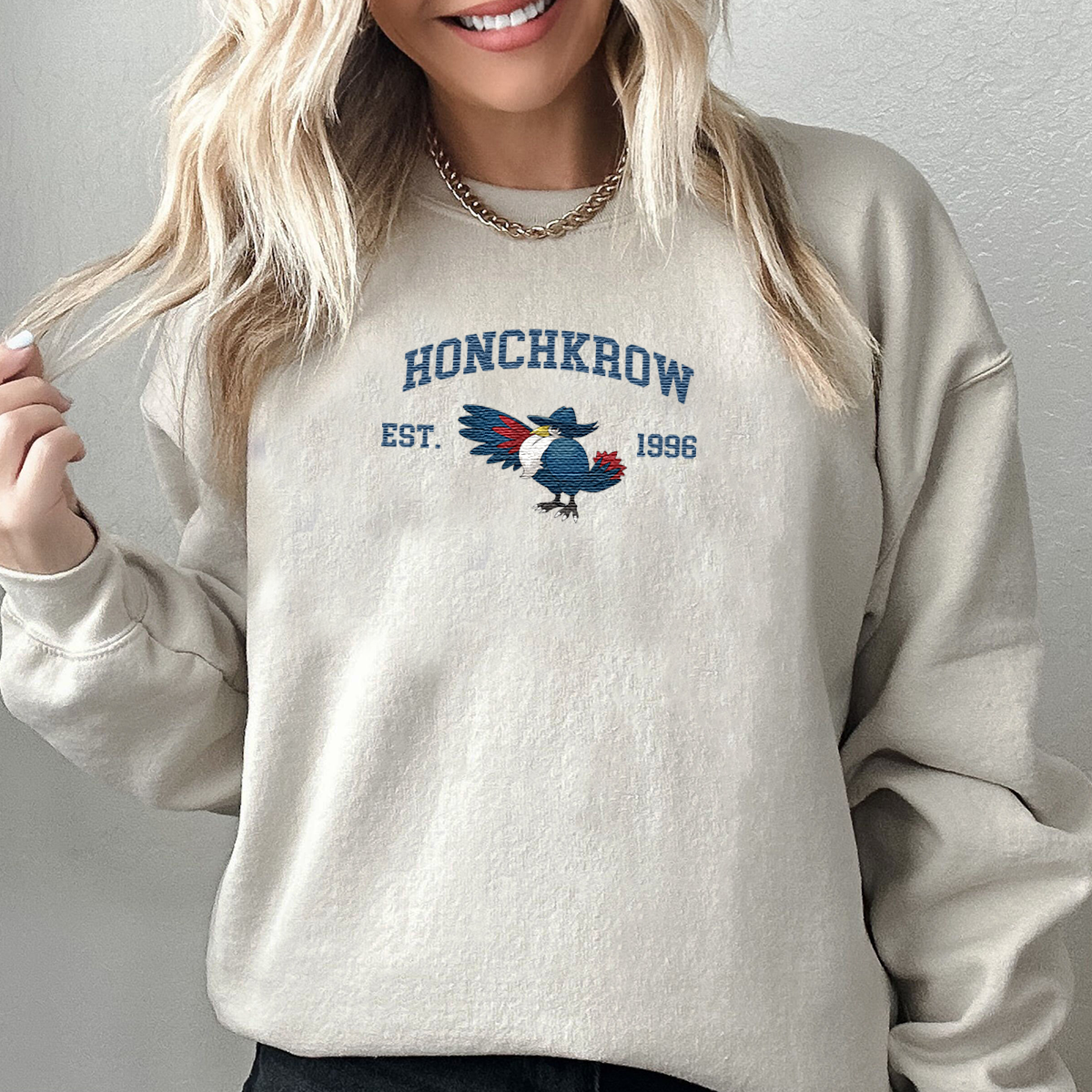 Honchkrow Adorable Anime-Themed Embroidered T-Shirt,Crewneck,Hoodie-Trendy Versatile and a Thoughtful Gift for Friends,H-C-1222