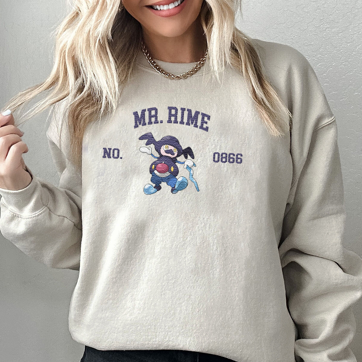 Mr.Rime Adorable Anime-Themed Embroidered T-Shirt,Crewneck,Hoodie-Trendy Versatile and a Thoughtful Gift for Friends,H-C-1580