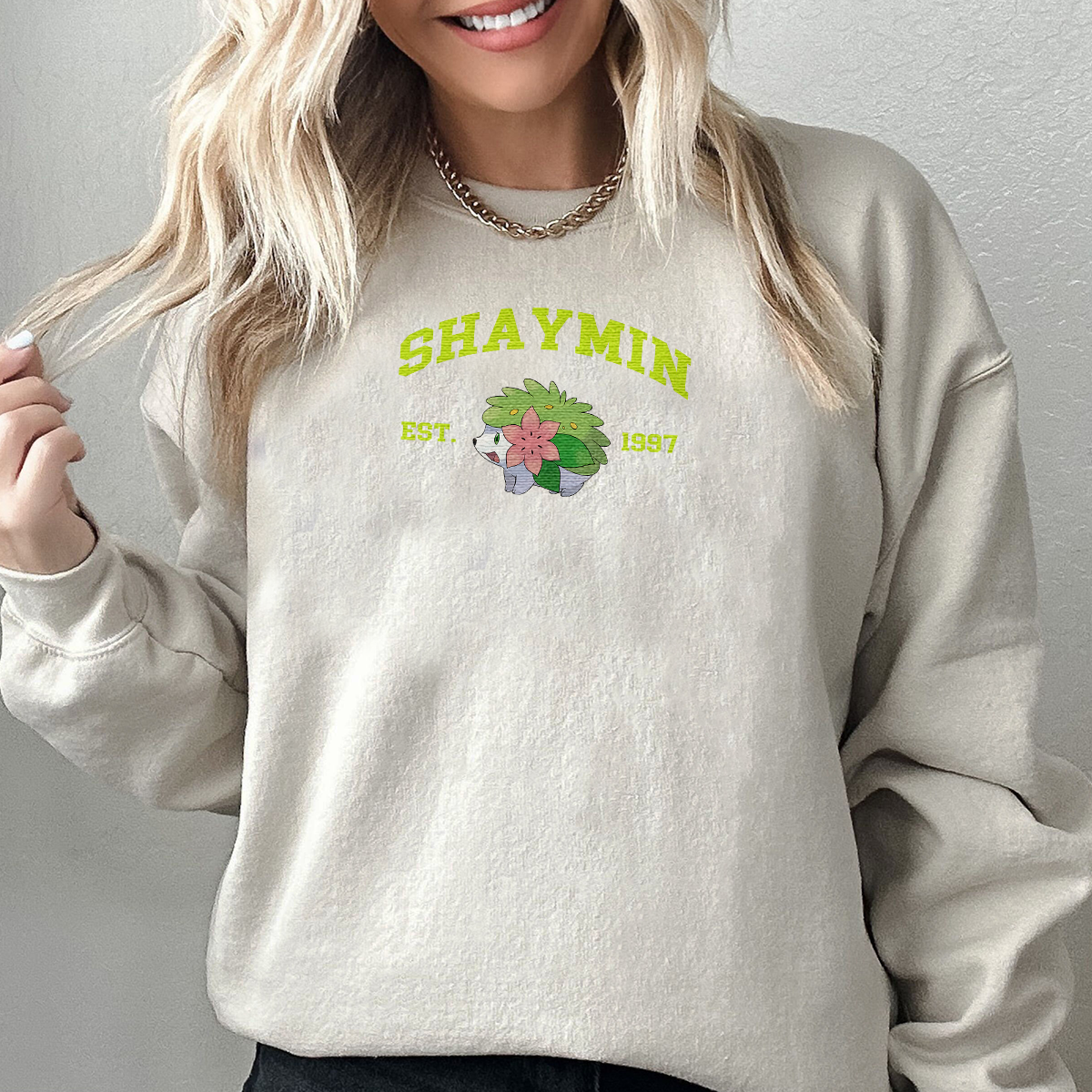 Shaymin Adorable Anime-Themed Embroidered T-Shirt,Crewneck,Hoodie-Trendy Versatile and a Thoughtful Gift for Friends,H-C-865