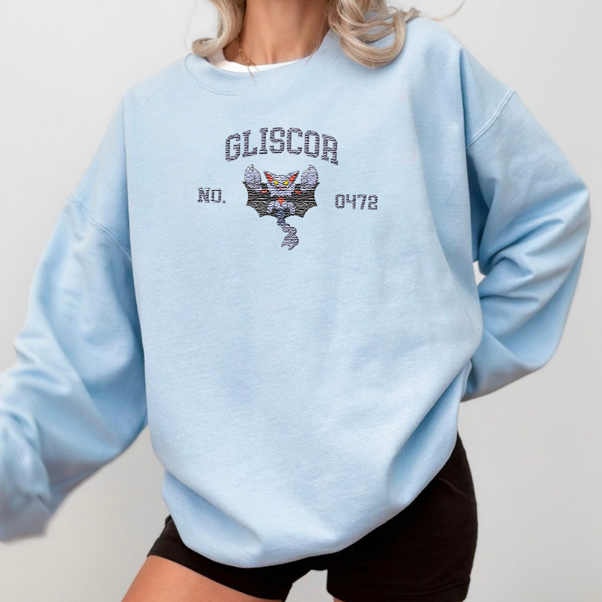 Gliscor Adorable Anime-Themed Embroidered T-Shirt,Crewneck,Hoodie-Trendy Versatile and a Thoughtful Gift for Friends,H-C-1383