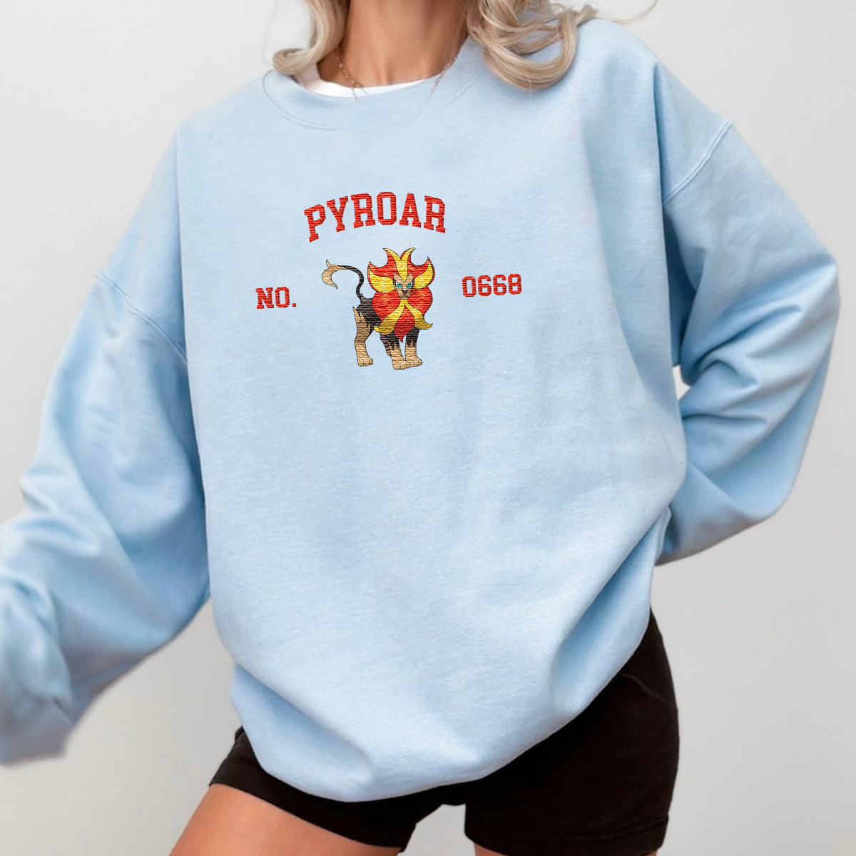 Pyroar Anime-Themed Embroidered T-Shirt,Crewneck,Hoodie-Trendy Versatile and a Thoughtful Gift for Friends,H-C-1810