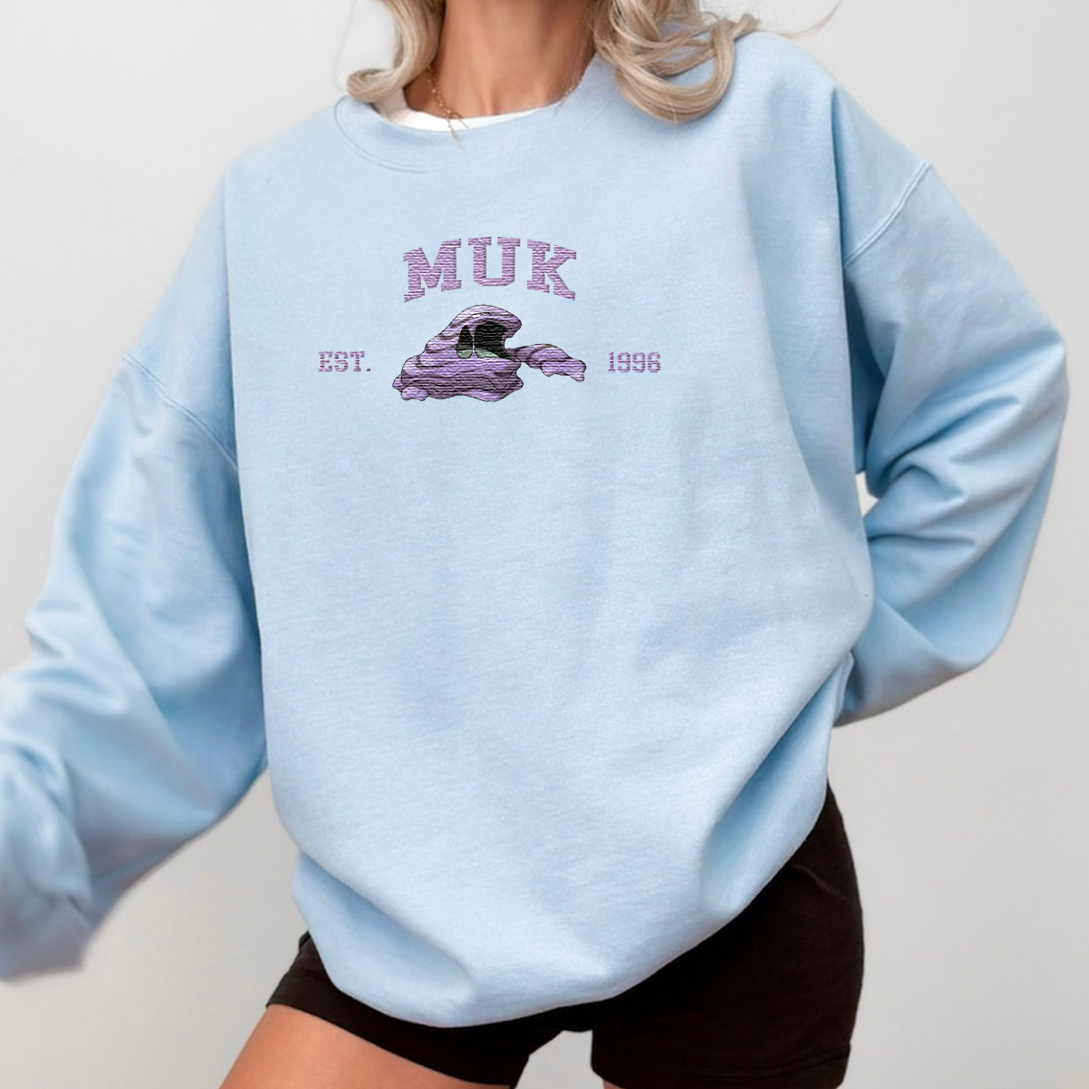 Muk Adorable Anime-Themed Embroidered T-Shirt,Crewneck,Hoodie-Trendy Versatile and a Thoughtful Gift for Friends,H-C-1119