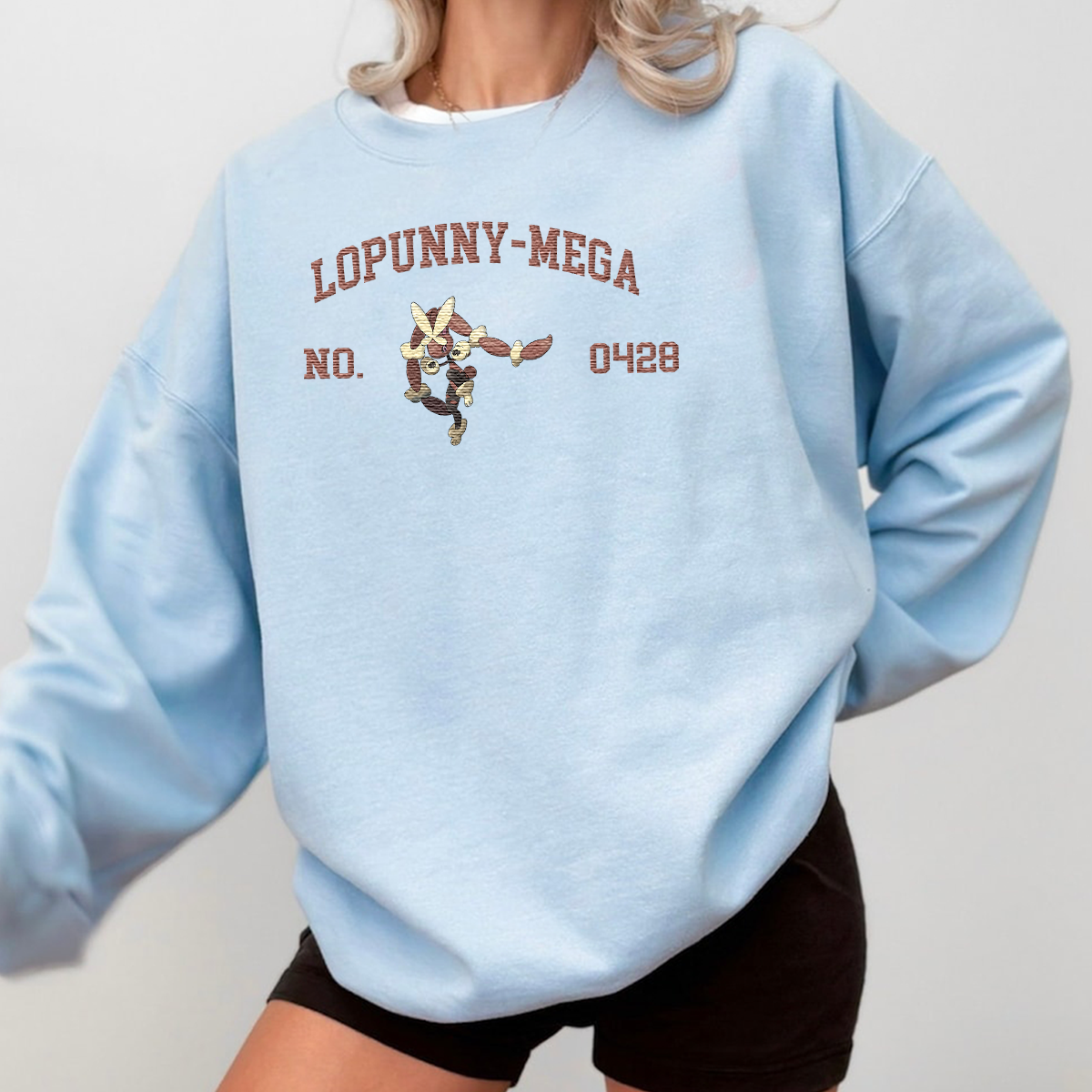 Lopunny-Mega Adorable Anime-Themed Embroidered T-Shirt,Crewneck,Hoodie-Trendy Versatile and a Thoughtful Gift for Friends,H-C-1511