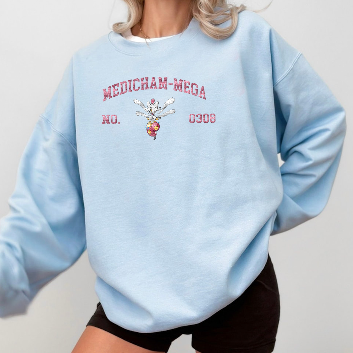 Medicham-Mega Adorable Anime-Themed Embroidered T-Shirt,Crewneck,Hoodie-Trendy Versatile and a Thoughtful Gift for Friends,H-C-1500