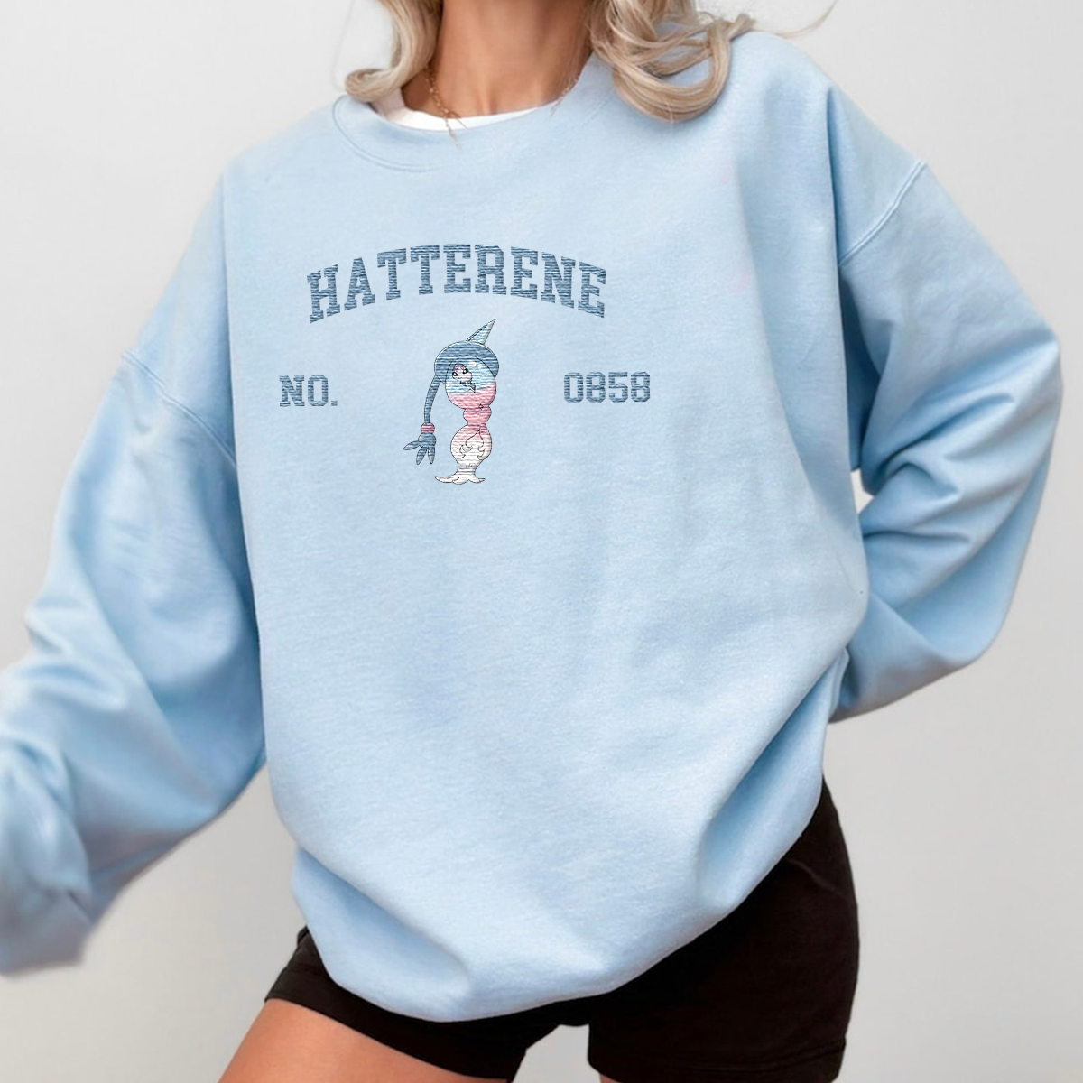 Hatterene Adorable Anime-Themed Embroidered T-Shirt,Crewneck,Hoodie-Trendy Versatile and a Thoughtful Gift for Friends,H-C-1599