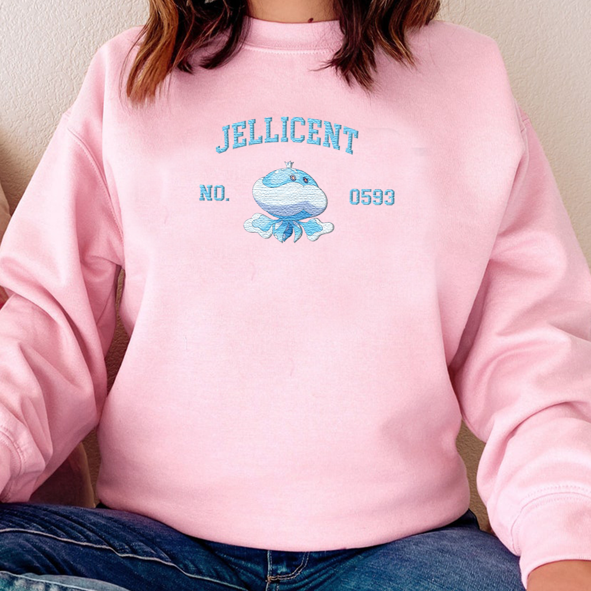 Jellicent Adorable Anime-Themed Embroidered T-Shirt,Crewneck,Hoodie-Trendy Versatile and a Thoughtful Gift for Friends,H-C-1521