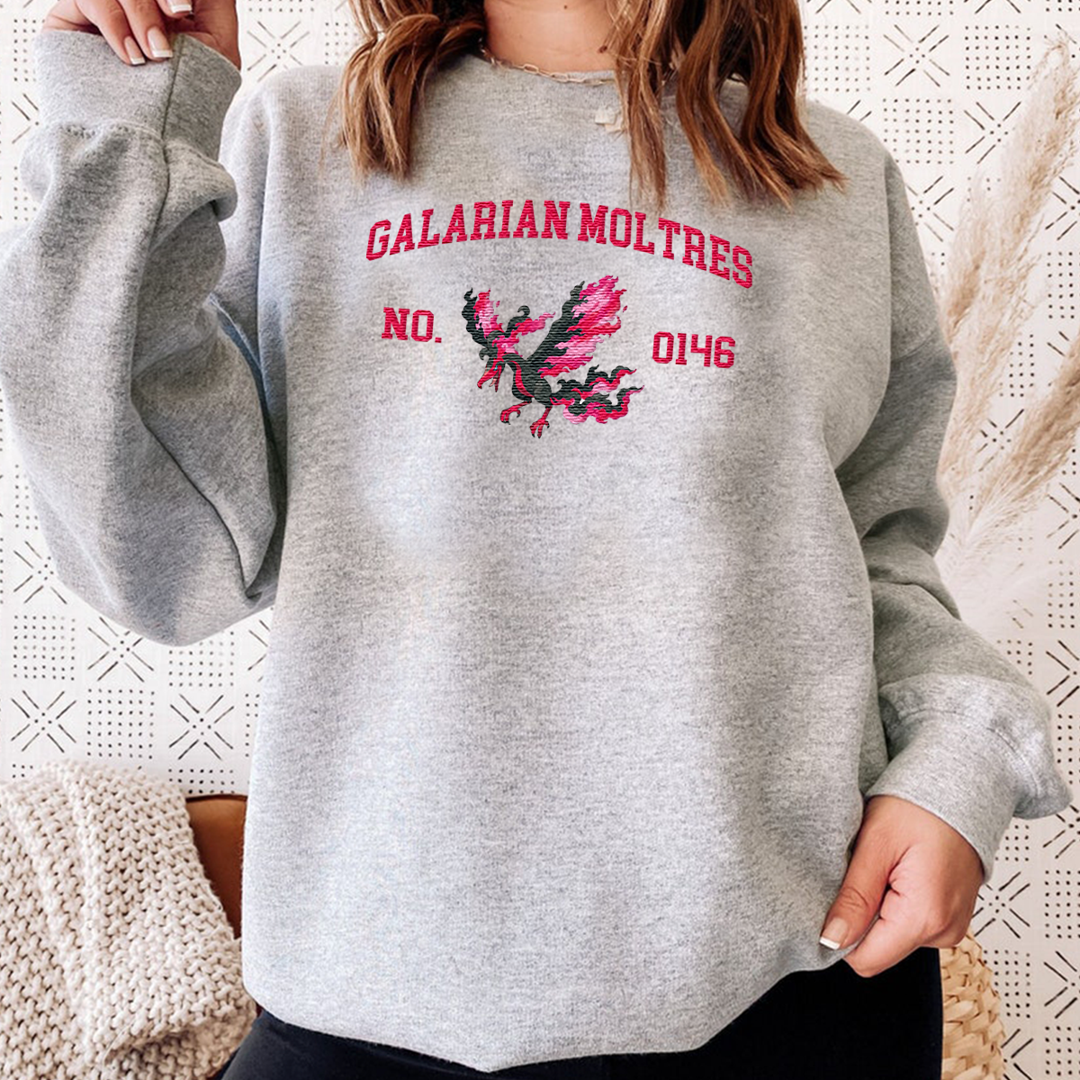 Galarian Moltres Adorable Anime-Themed Embroidered T-Shirt,Crewneck,Hoodie-Trendy Versatile and a Thoughtful Gift for Friends,H-C-1529