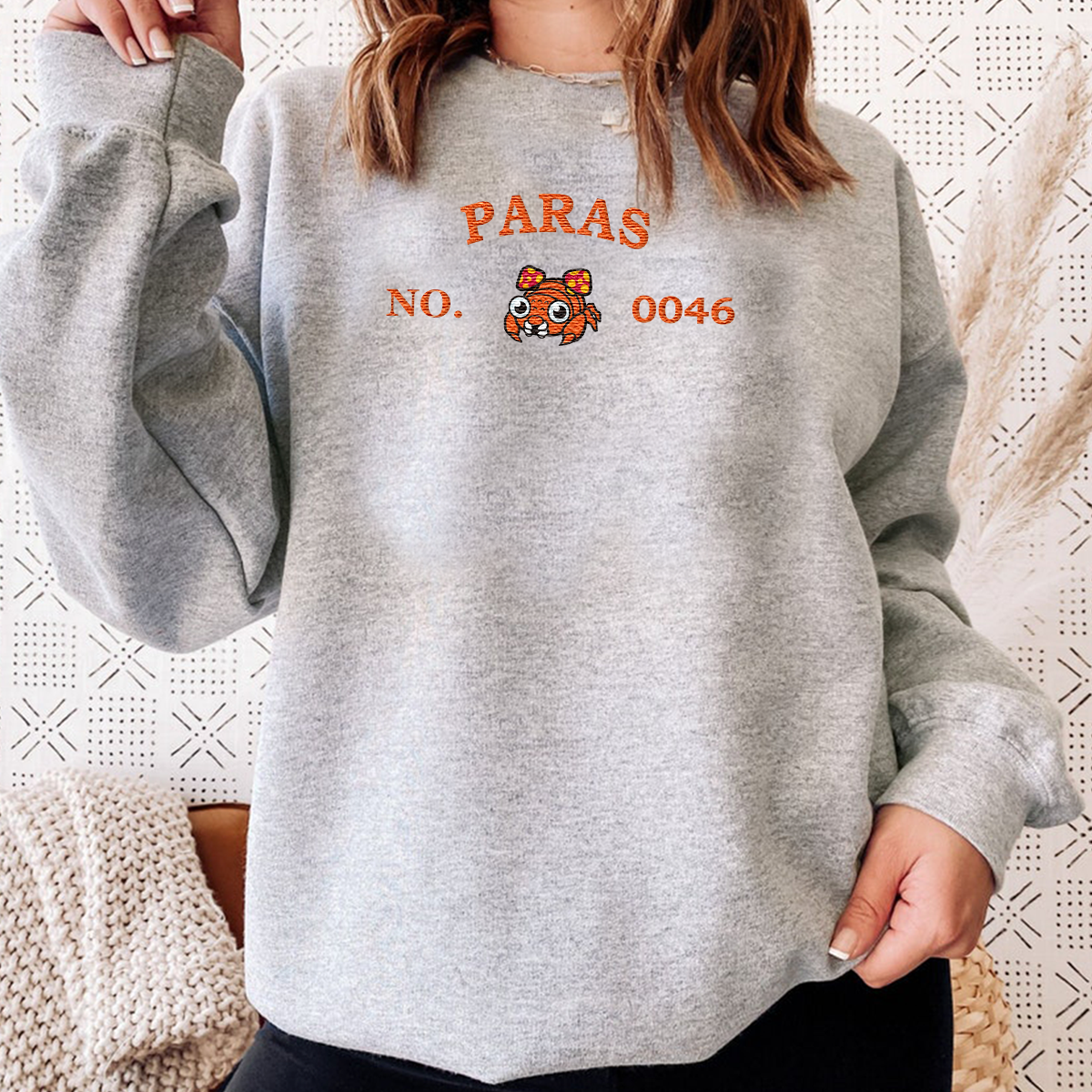 Paras-Q.Adorable Anime-Themed Embroidered T-Shirt,Crewneck,Hoodie-Trendy Versatile and a Thoughtful Gift for Friends,H-C-1324