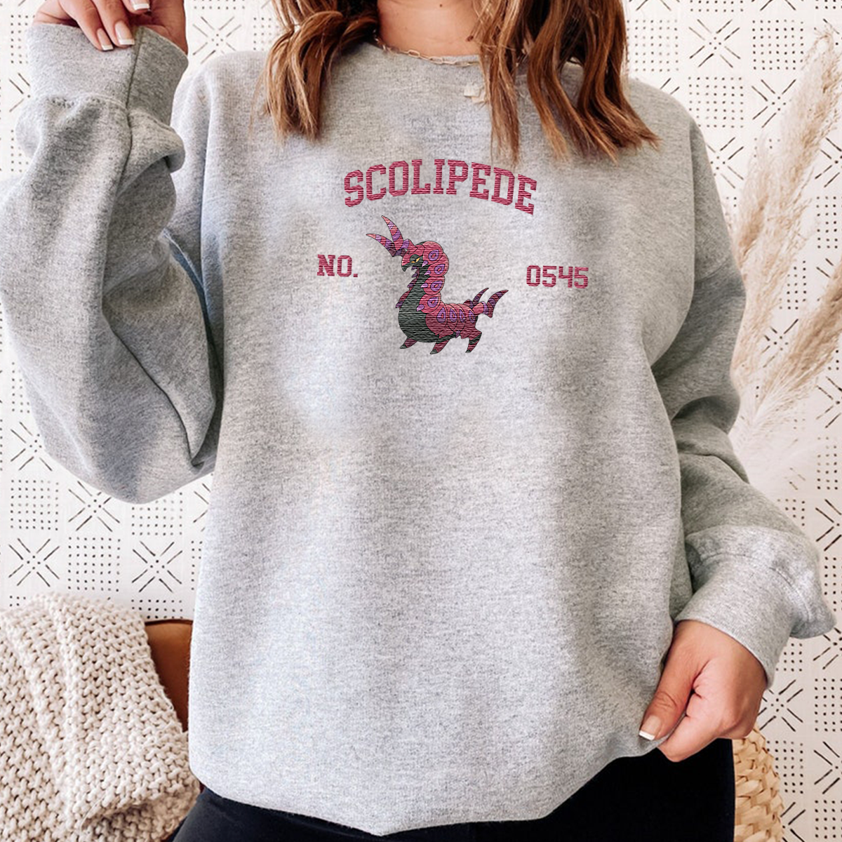 Scolipede Adorable Anime-Themed Embroidered T-Shirt,Crewneck,Hoodie-Trendy Versatile and a Thoughtful Gift for Friends,H-C-1543