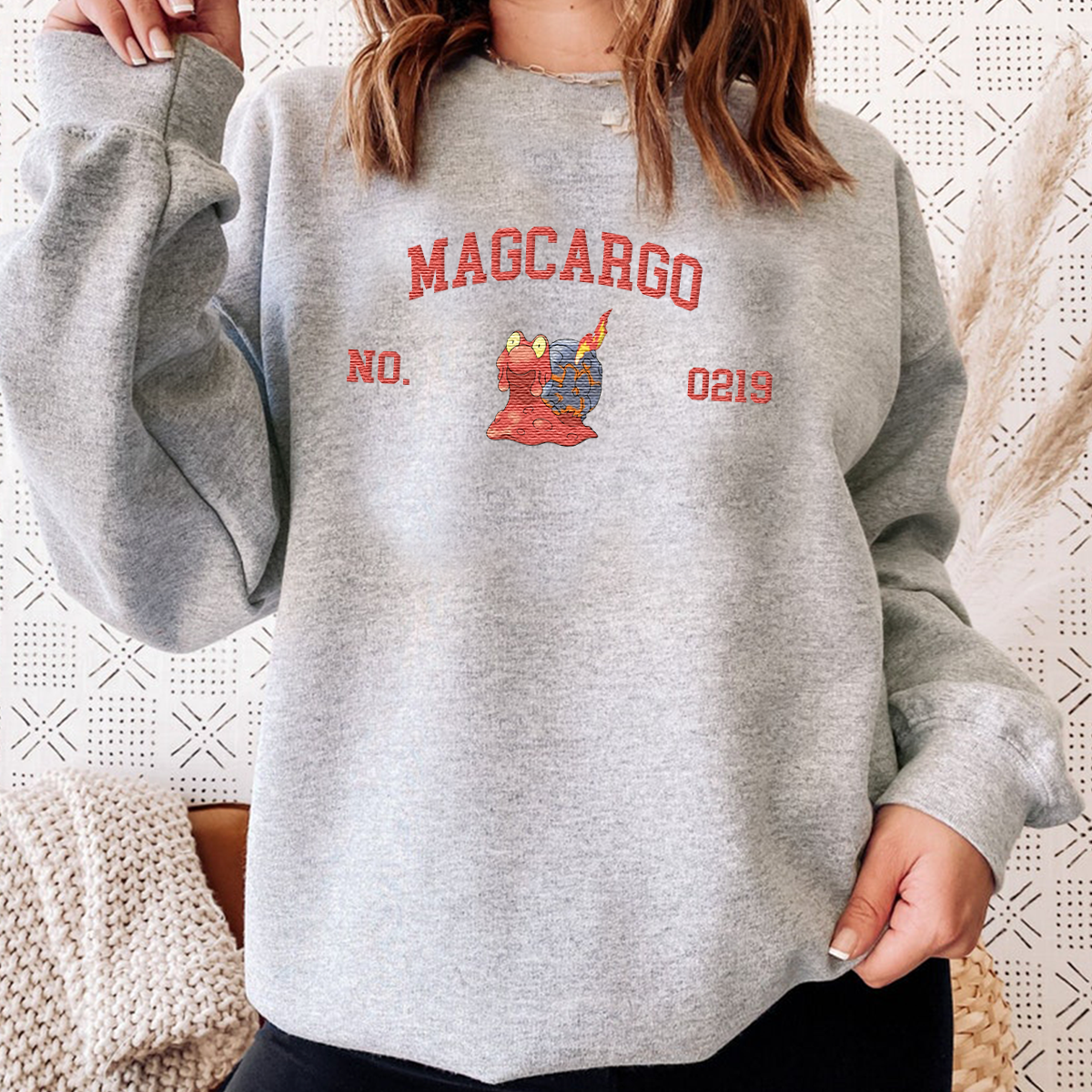 Magcargo Adorable Anime-Themed Embroidered T-Shirt,Crewneck,Hoodie-Trendy Versatile and a Thoughtful Gift for Friends,H-C-1623
