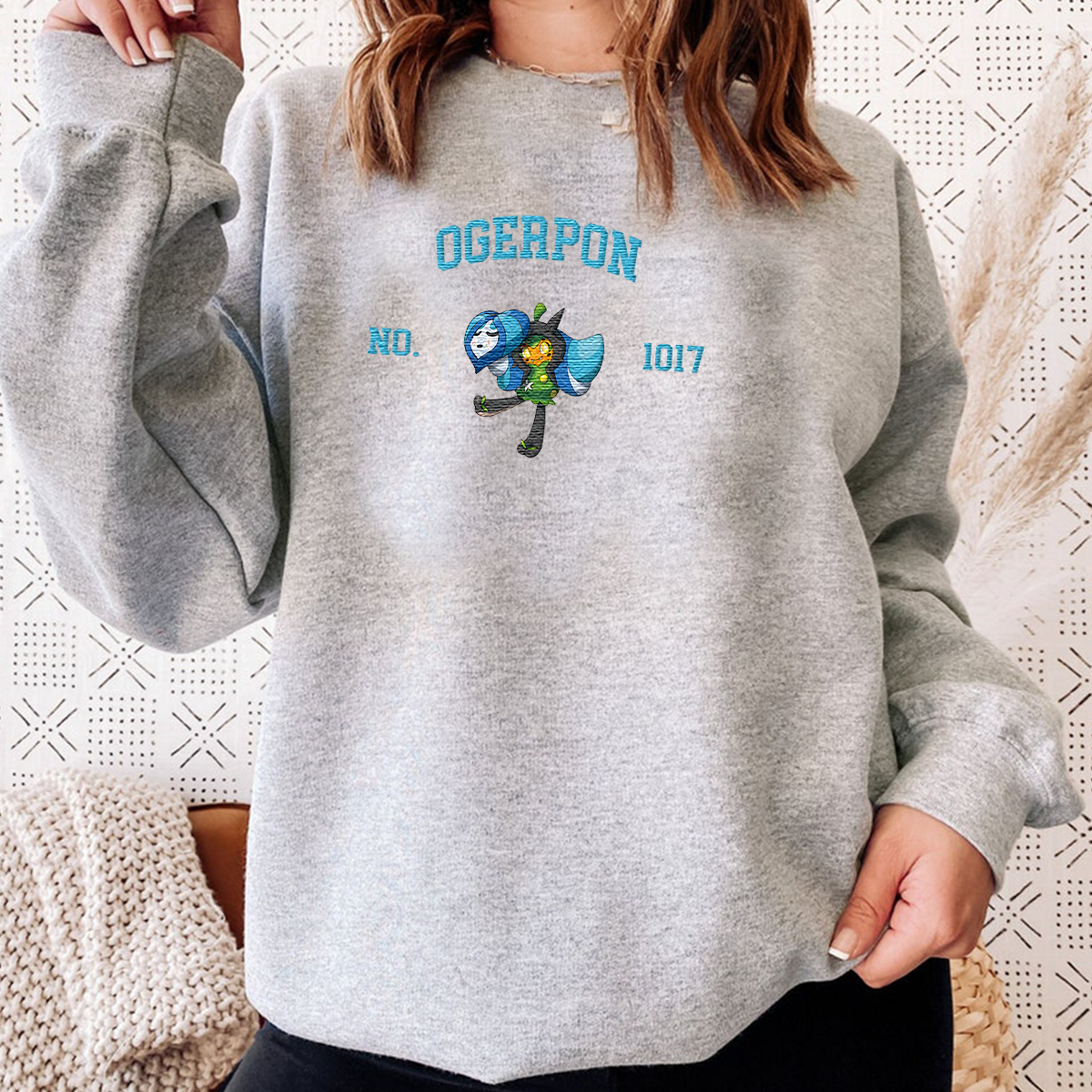 Ogerpon Adorable Anime-Themed Embroidered T-Shirt,Crewneck,Hoodie-Trendy Versatile and a Thoughtful Gift for Friends,H-C-1702