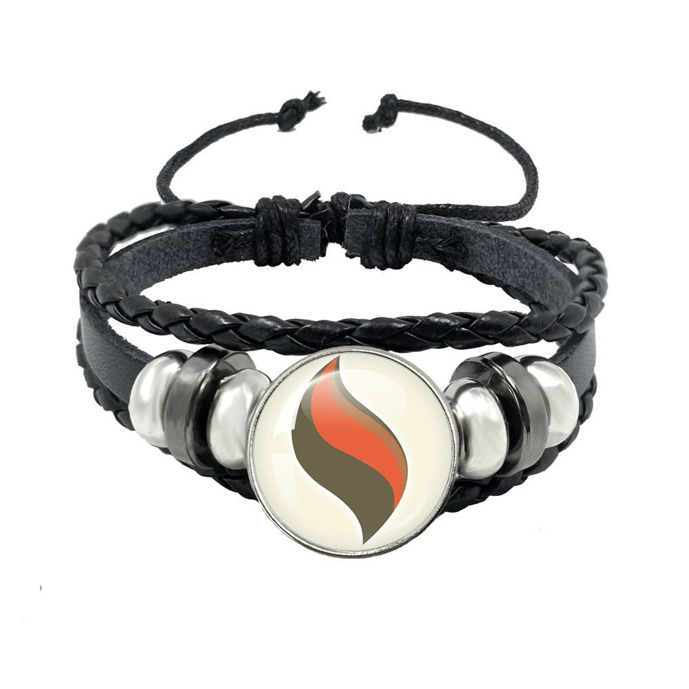 Leather Cord Snap Bracelet with Mega Evolution Stone,Perfect Gift for Friends and Family,B01