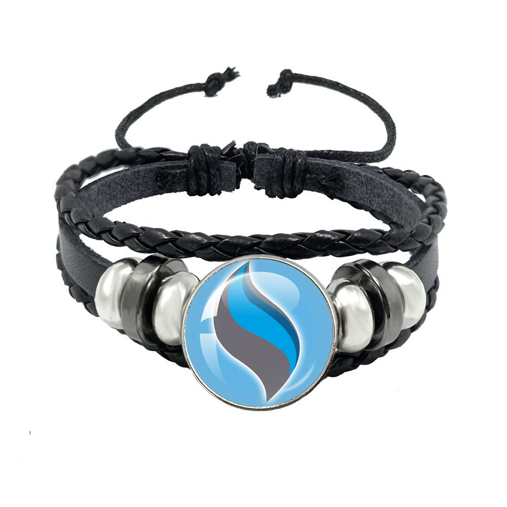 Leather Cord Snap Bracelet with Mega Evolution Stone,Perfect Gift for Friends and Family,B01