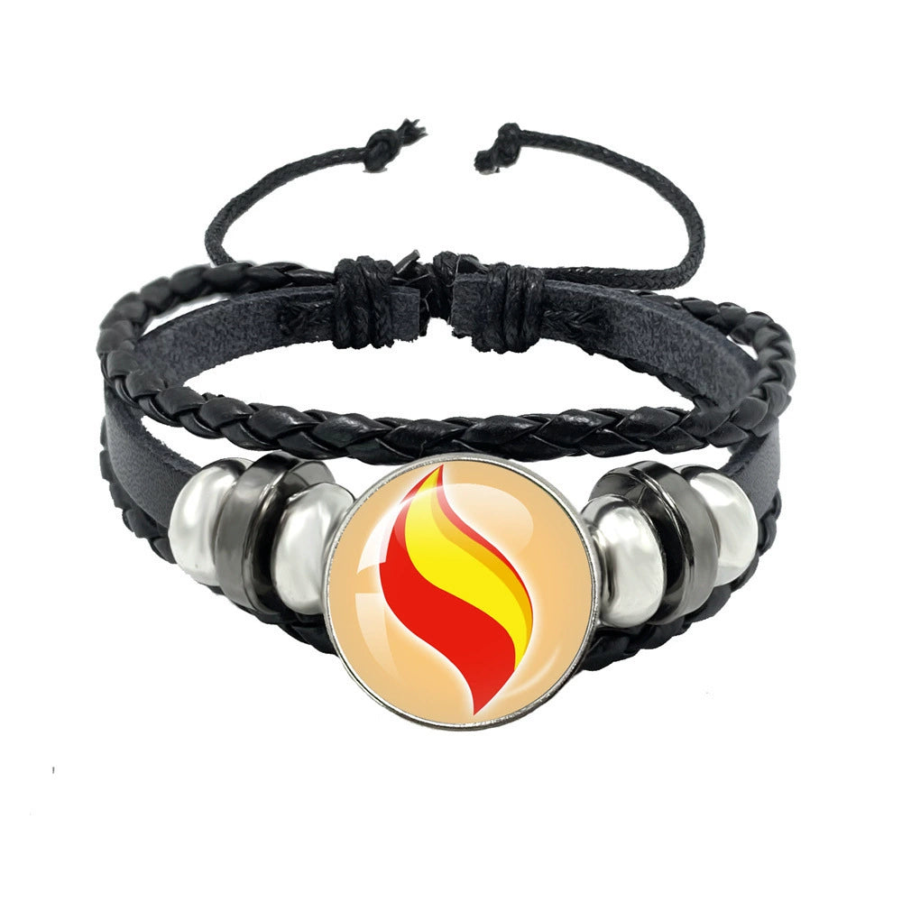 Leather Cord Snap Bracelet with Mega Evolution Stone,Perfect Gift for Friends and Family,B01