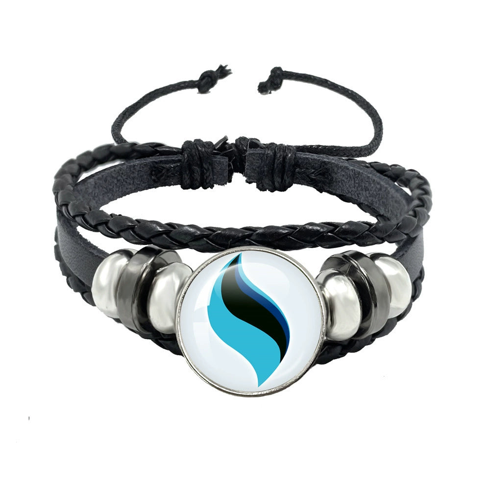 Leather Cord Snap Bracelet with Mega Evolution Stone,Perfect Gift for Friends and Family,B01
