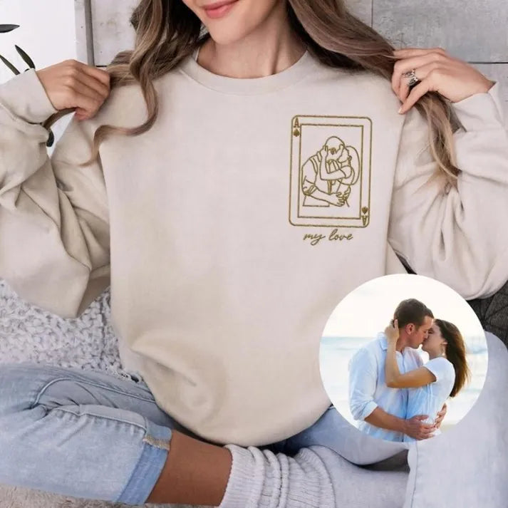 Personalized Couple Full-Color Embroidered Sweatshirt-The Perfect Gift for Your Love,M04