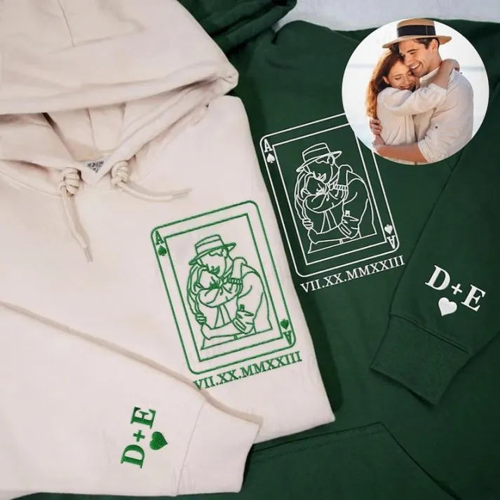 Personalized Couple Full-Color Embroidered Sweatshirt-The Perfect Gift for Your Love,M04