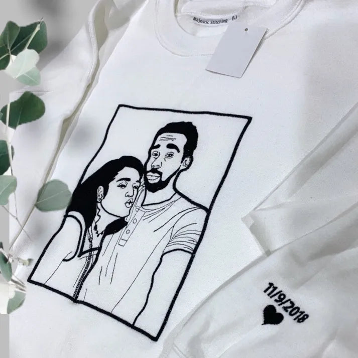 Personalized Couple Full-Color Embroidered Sweatshirt-The Perfect Gift for Your Love,M06