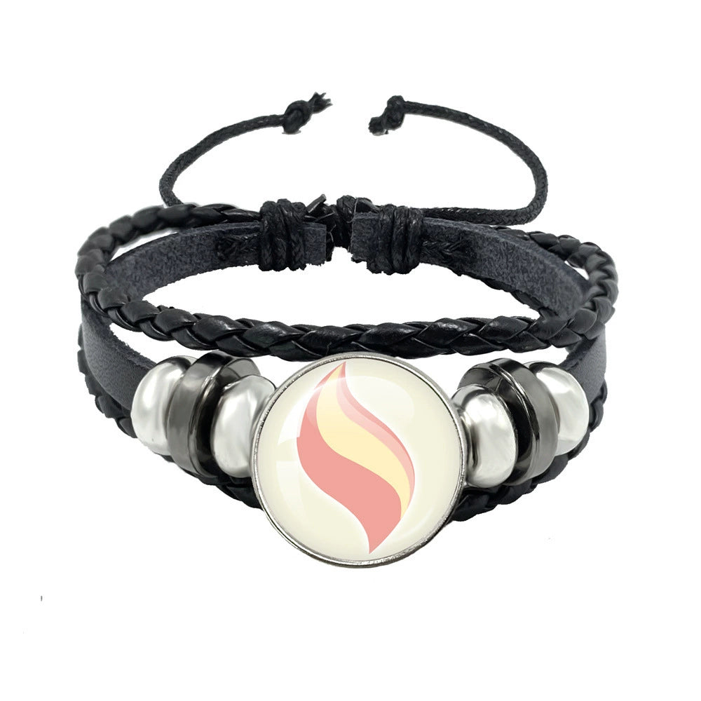 Leather Cord Snap Bracelet with Mega Evolution Stone,Perfect Gift for Friends and Family,B01
