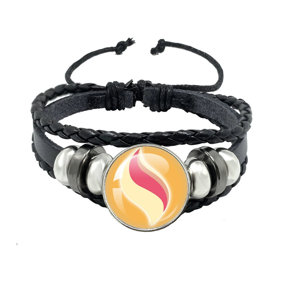Leather Cord Snap Bracelet with Mega Evolution Stone,Perfect Gift for Friends and Family,B01