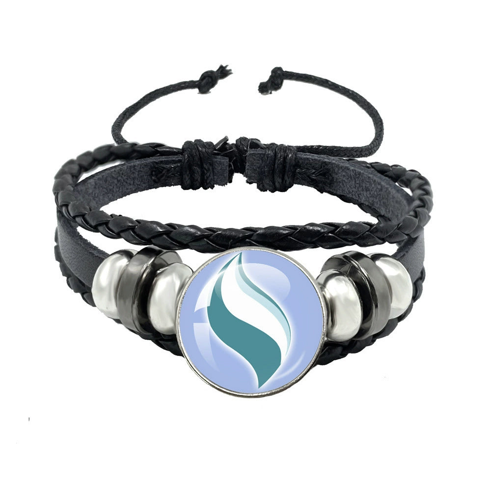 Leather Cord Snap Bracelet with Mega Evolution Stone,Perfect Gift for Friends and Family,B01