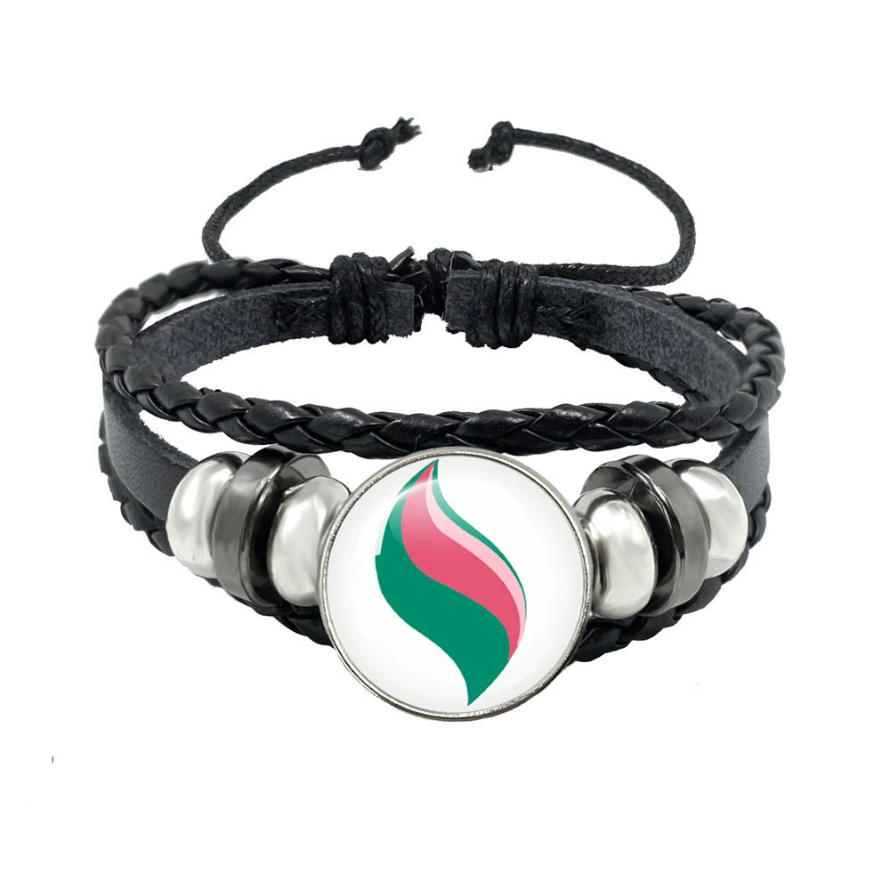 Leather Cord Snap Bracelet with Mega Evolution Stone,Perfect Gift for Friends and Family,B01