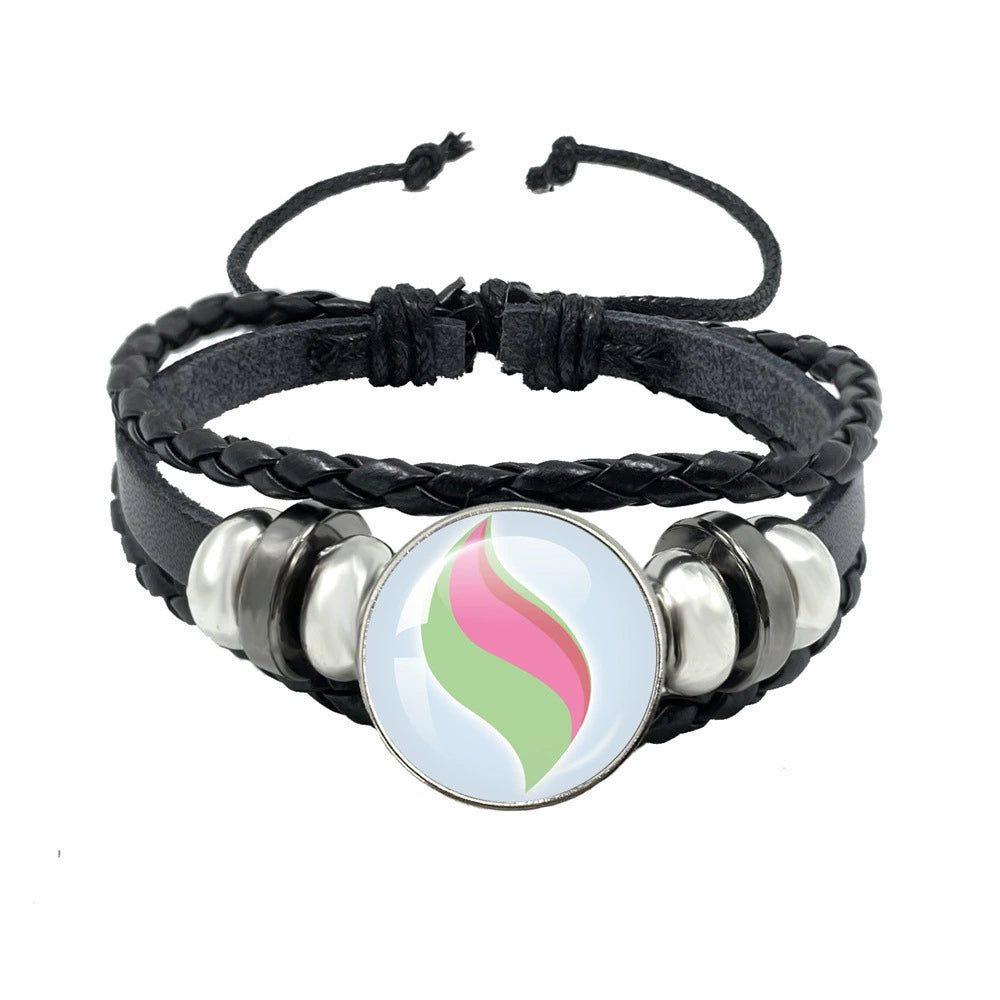 Leather Cord Snap Bracelet with Mega Evolution Stone,Perfect Gift for Friends and Family,B01