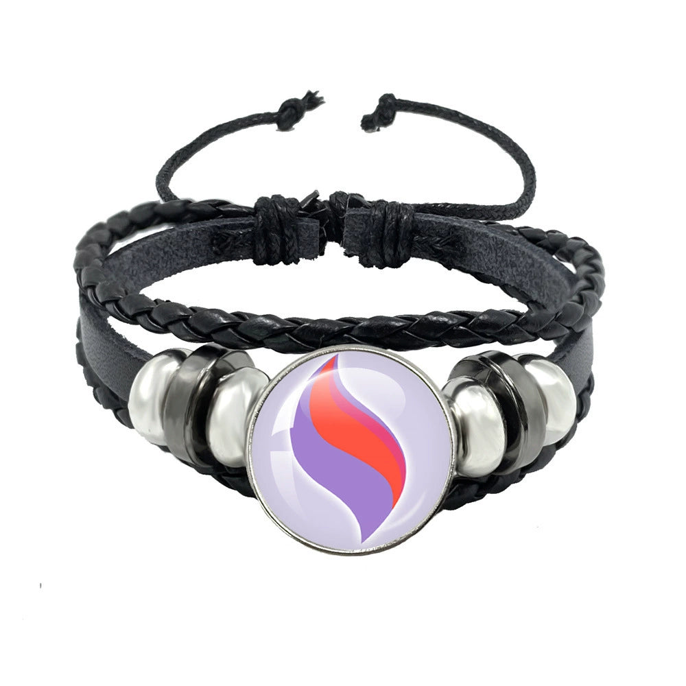 Leather Cord Snap Bracelet with Mega Evolution Stone,Perfect Gift for Friends and Family,B01